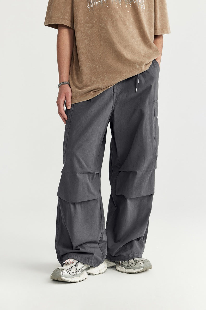 Vintage washed wide-leg cargo pants