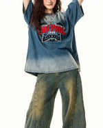 스타 레터 데님 반팔