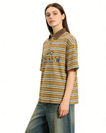 復古撞色條紋短袖