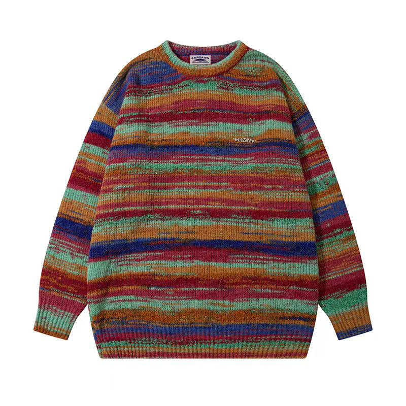 American tie-dye crew neck loose sweater