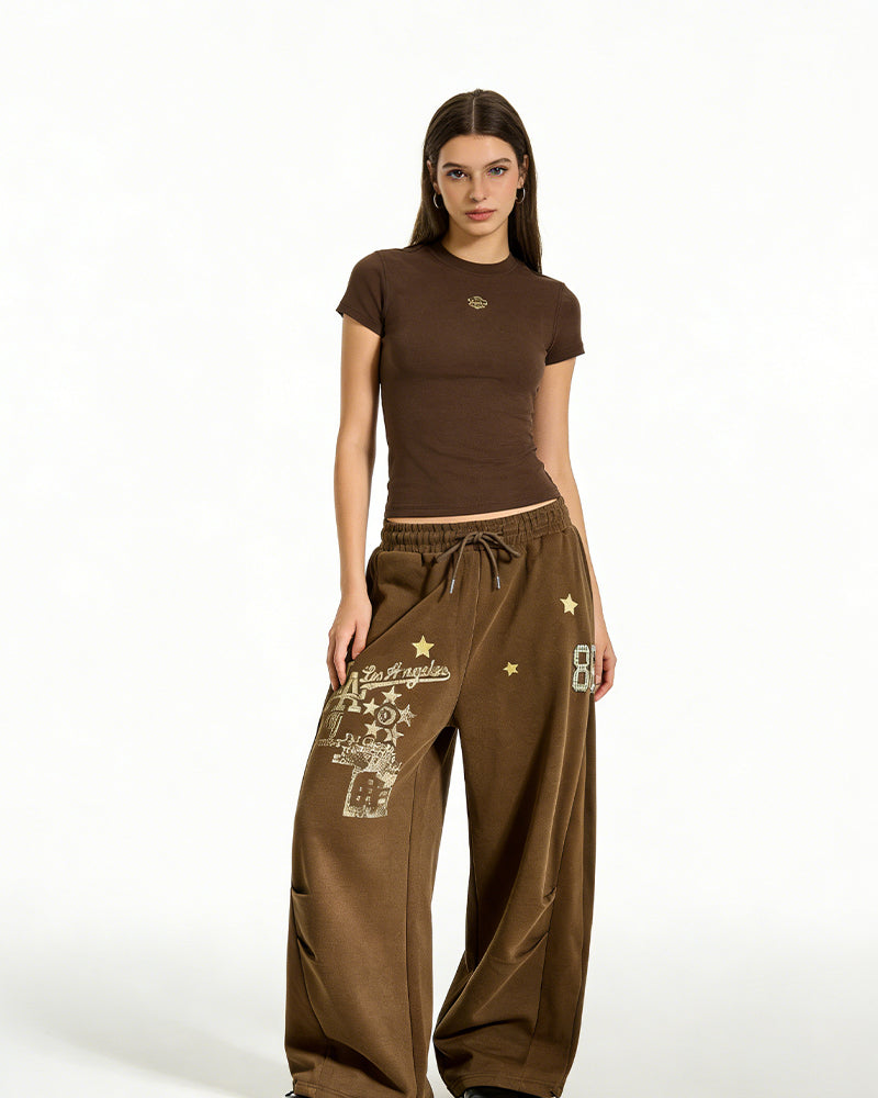 復古字母休閑褲