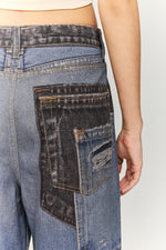 復古水洗破洞牛仔褲