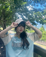 아메리칸 레트로 래글런 반소매