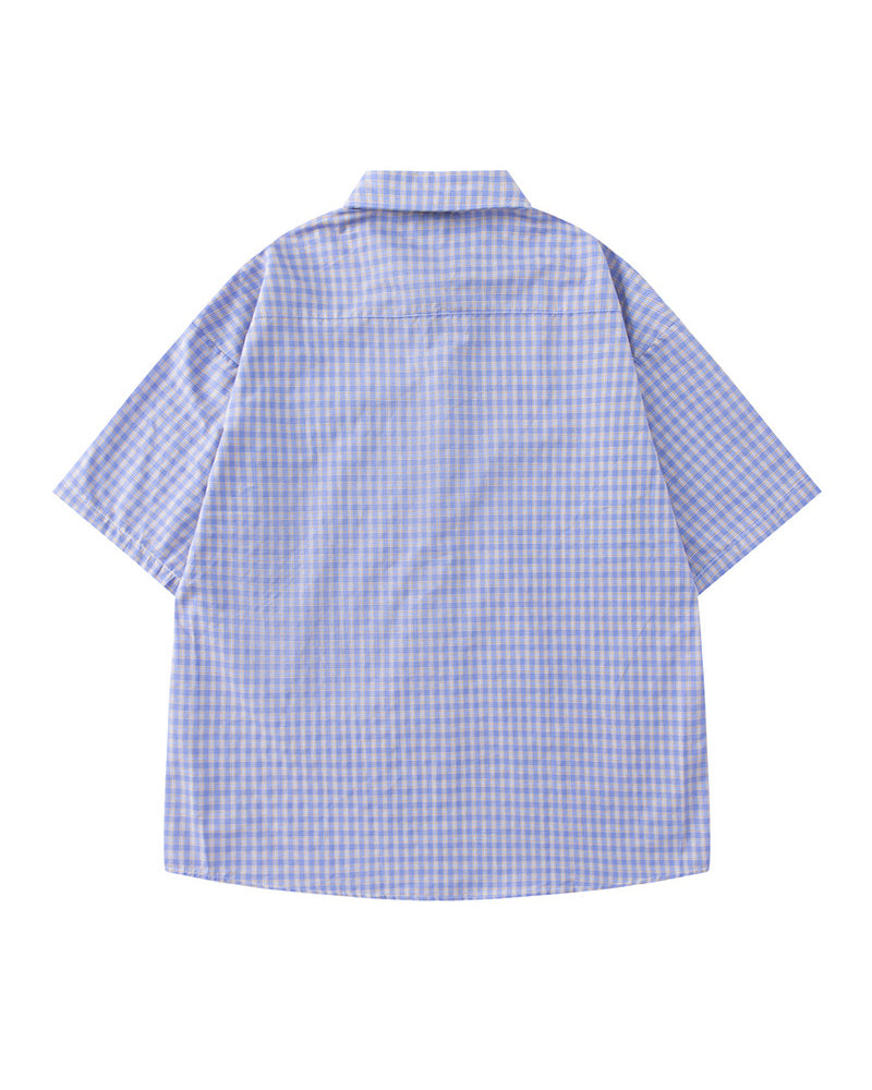 Casual plaid short-sleeved shirt