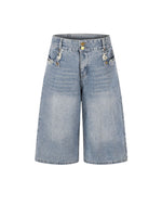 Studded distressed capri pants