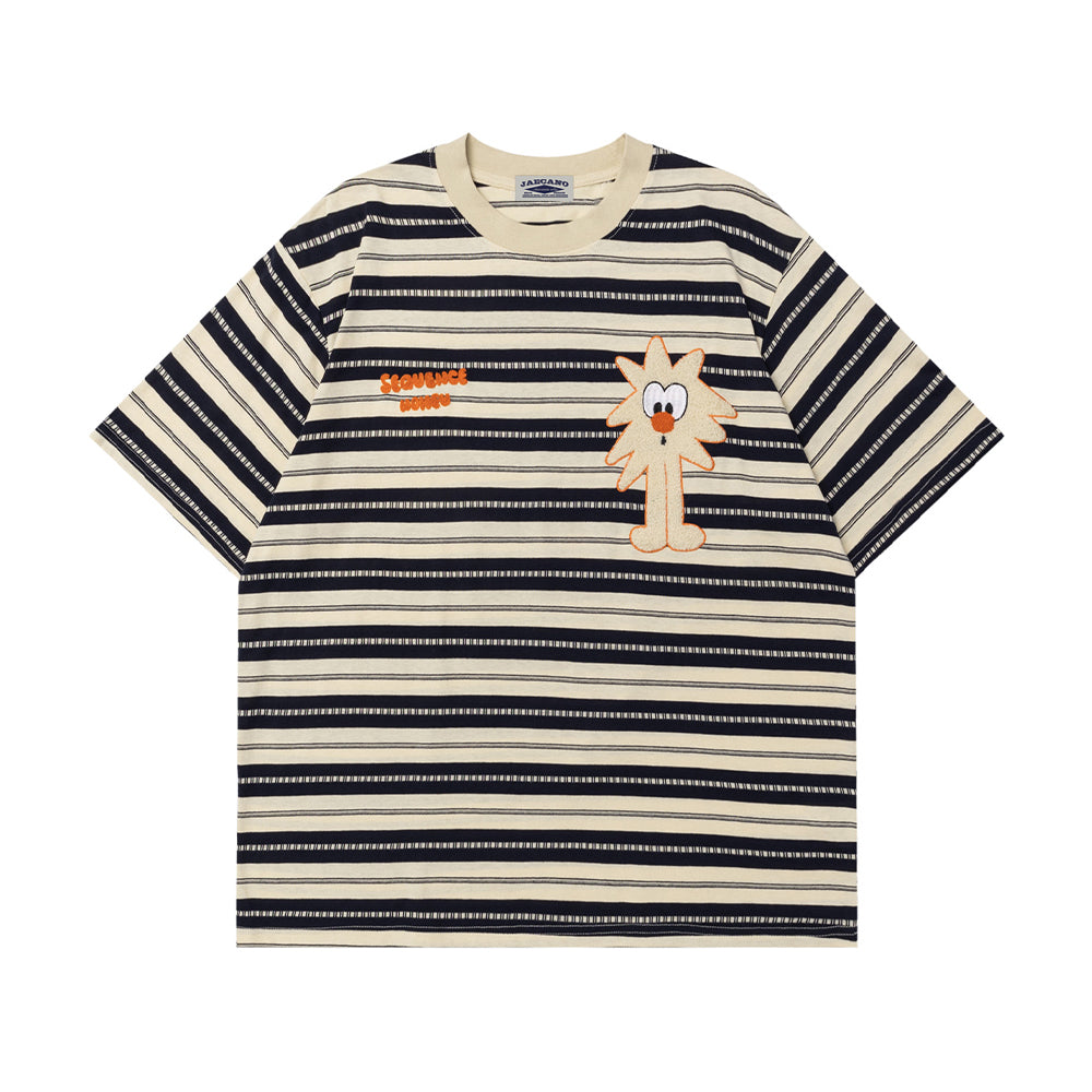 Retro cartoon striped short sleeves