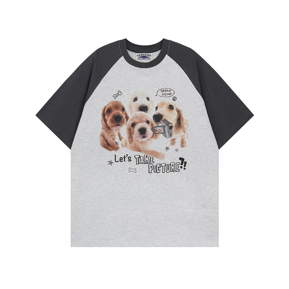 Cute puppy print short sleeves