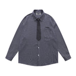 Embroidered plaid long-sleeved shirt