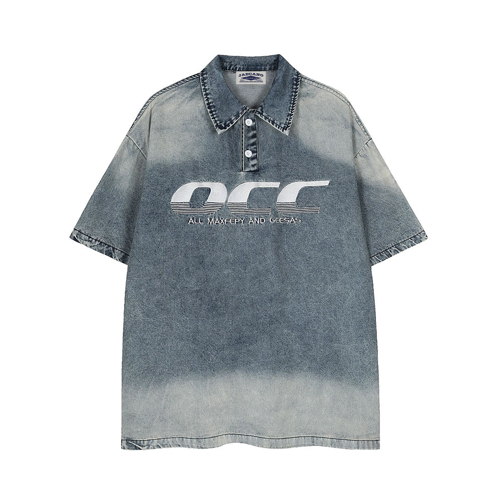 Vintage loose denim short sleeves