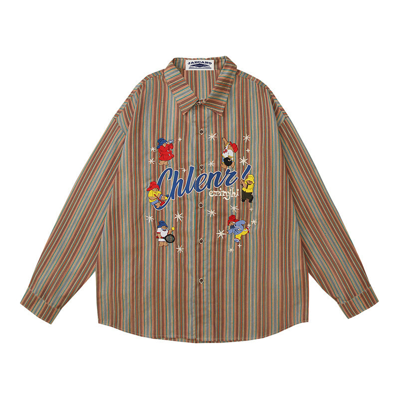 Fun striped embroidered shirt