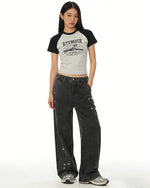 Dip-dye Ink Splatter Wide-leg Trousers