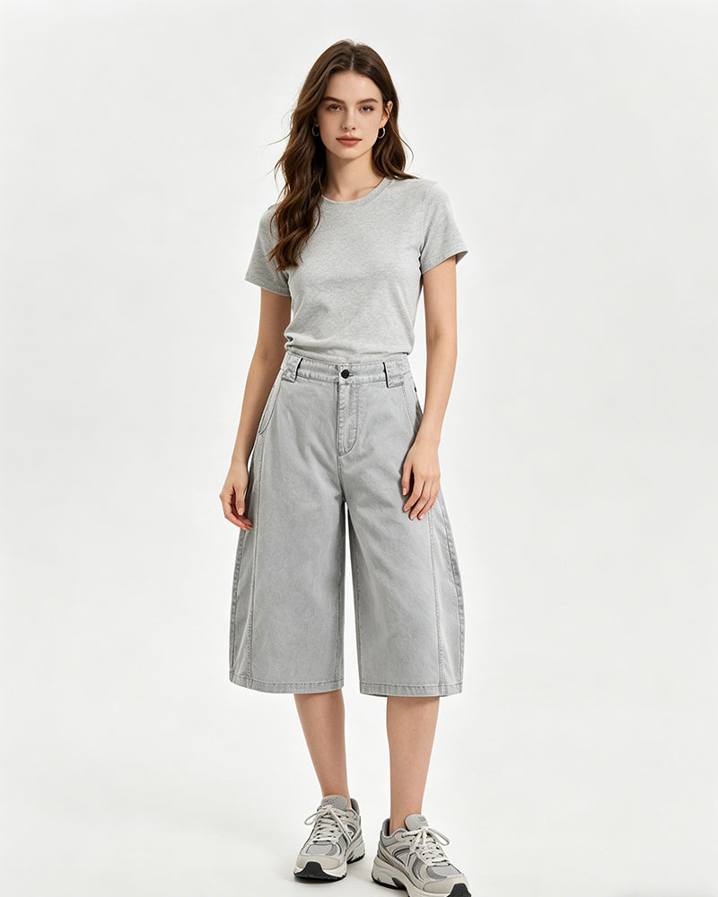 Distressed cropped trousers