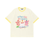 귀여운 컬러블록 프린트 반팔