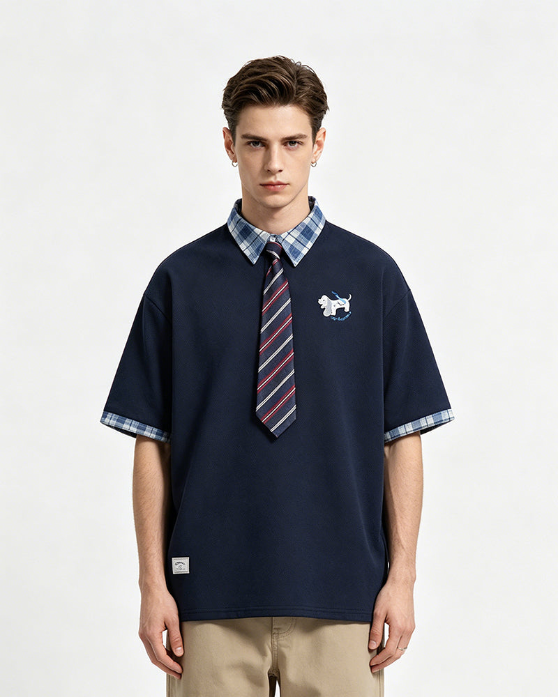 レトロ取り外し可能ネクタイ半袖