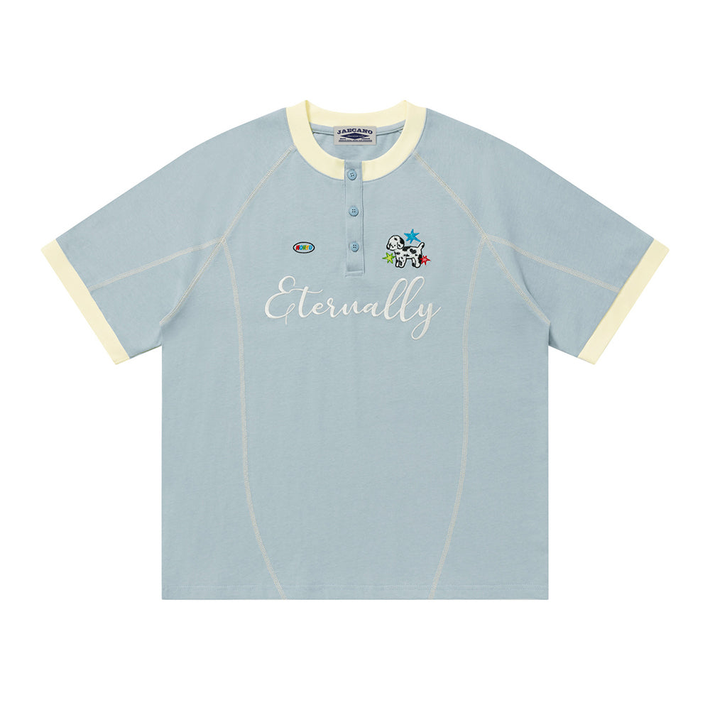 復古撞色小狗短袖