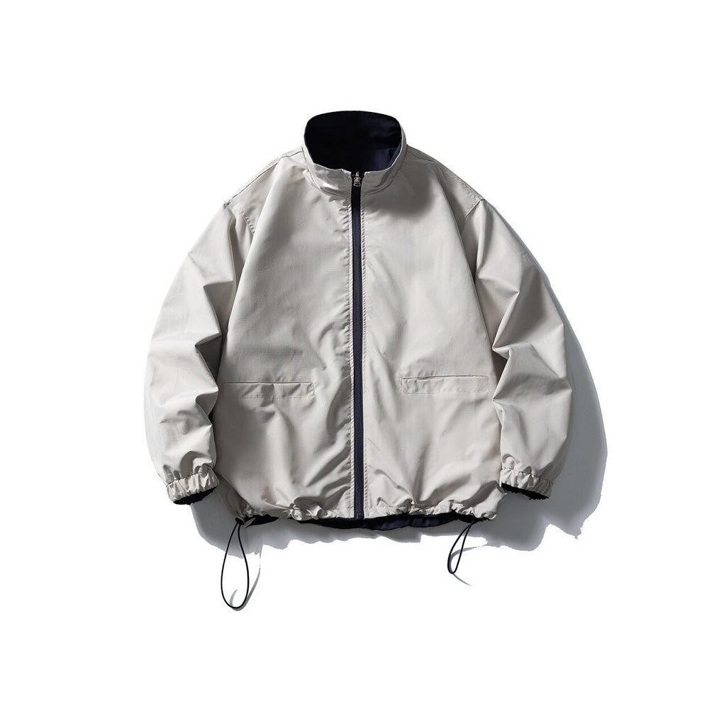 Stand collar reversible jacket