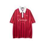 레트로 대비 스트라이프 반소매