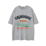 레터 패치가 있는 커플 반팔 티셔츠