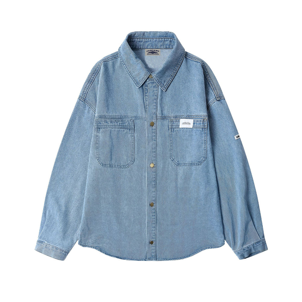 Retro simple denim long sleeve shirt