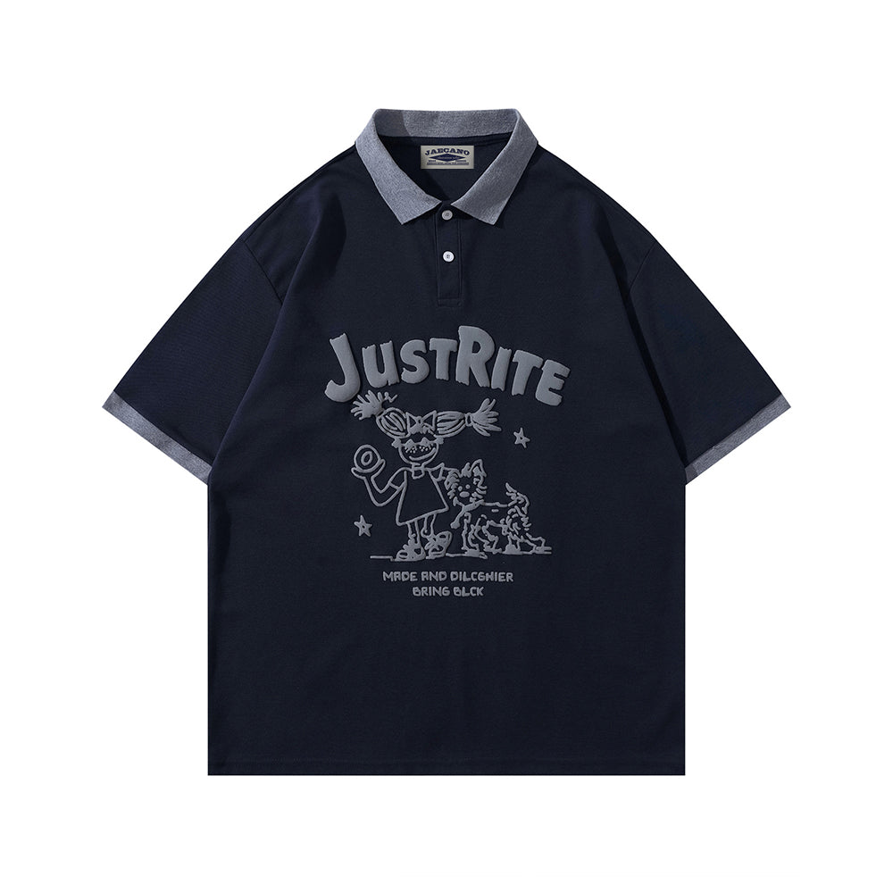 Contrast color foam print short sleeves