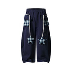 拼接撞色直筒運動褲