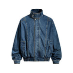 Washed stand-up collar denim jacket