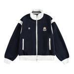 撞色學院風立領外套