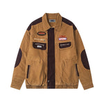 Retro color-blocked lapel coat