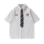 Retro cute cat embroidered short sleeves