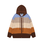 復古彩色條紋連帽開衫