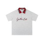 레트로 플레드 스티칭 라펠 폴로 반팔