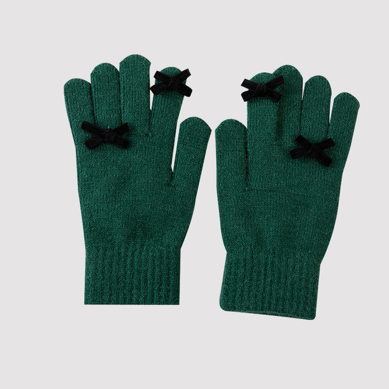 Cute warm five-finger gloves