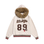 Retro letter embroidered hooded jacket