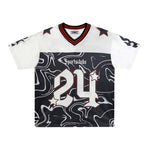 Color-blocked V-neck short-sleeved shirt