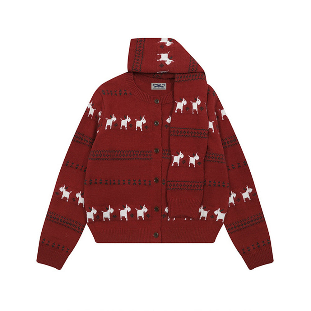 Striped knit cardigan with a relaxed feel (women's)