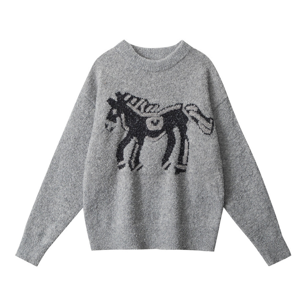 Crew neck loose knit sweater