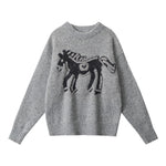 Crew neck loose knit sweater