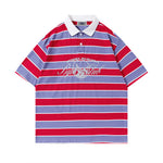 레트로 대비 스트라이프 반소매