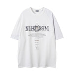 Contrast color stitching couple short sleeves