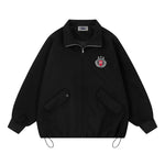 vintage badge stand collar jacket