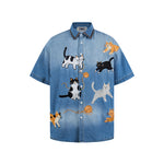 復古刺綉短袖襯衫