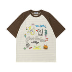 Retro contrast color cute kitten short sleeves