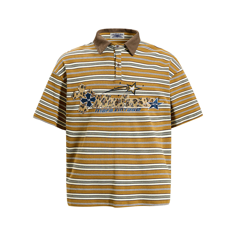 復古撞色條紋短袖