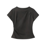 Simple pleated short sleeves