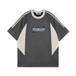 아메리칸 레트로 패치워크 대비 반소매