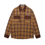 Retro contrast plaid long sleeve shirt
