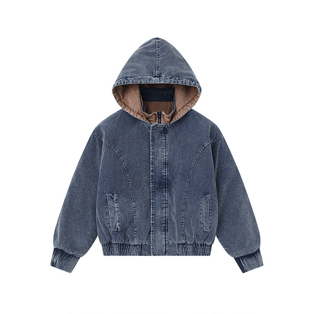 Washed distressed warm coat