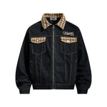 Patchwork plaid embroidered coat