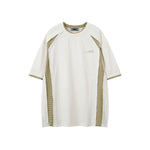 대조적인 컬러 스티칭 짧은 소매