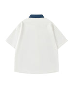 Contrast color stitching cute short sleeve shirt